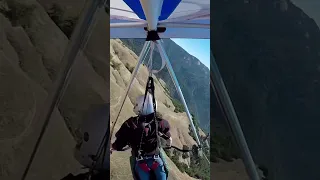 Mountainside hang glider landing