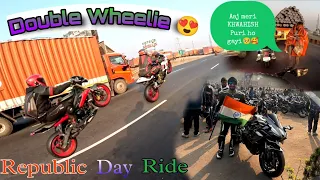 Republic Day Ride 🇮🇳❤️ Crazy Reactions 🥵 | wheelie pe Wheelie |NINJA H2 pe public ho gayi deewani😍.