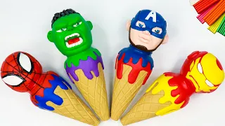 Ice cream cone Superheroes Spider man, Hulk, Captain America with clay 🧟 Polymer Clay Tutorial