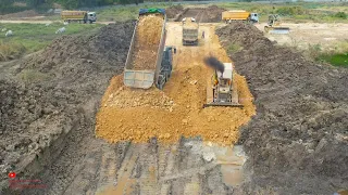New Episode Design Foundation New Road Construction Processing By Komatsu Bulldozer Heavy Dumper