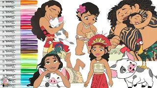 Disney Princess Moana Coloring Book Compilation Moana Maui Pua and Hei Hei