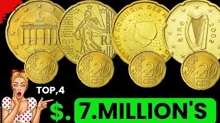 Top 4 Ultra 20 Euro Cent Rare Twenty Euro cent Coins Worth A lot of money -Coins Worth money!