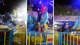 Carnival Fairground Ride Breaks With People Onboard