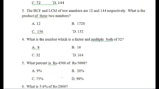 Jawahar Navodaya Vidyalaya Class 6th model paper   2021  Math Part 19   navodaya entrance Exam 2021