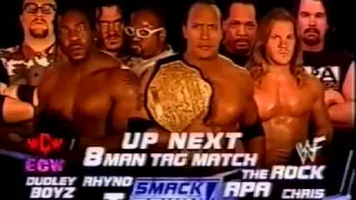WWE SmackDown 6 9 01 Match Card The Rock & Chris Jericho & The APA Vs Booker T & Rhyno & The Dudley