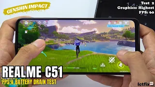 Realme C51 Genshin Impact Gaming test | Unisoc Tiger T612, 90Hz Display