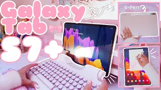 unboxing samsung galaxy tab S7+ 🌸 new tablet & accessories!