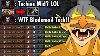 MID LANE DESASTER!! NEW META BLADEMAIL Techies Nonstop Bullying Queen of Pain - Techies Official