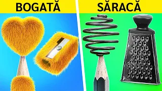 ELEVI BOGAȚI VS ELEVI SĂRACI || Trucuri ieftine vs gadgeturi scumpe! Idei ingenioase – 123 GO! GOLD
