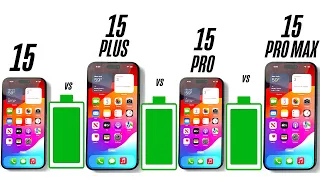 iPhone 15 Pro Max vs 15 Pro vs 15 Plus vs 15 Battery Life DRAIN Test  EXTREM BATTERY TEST IOS 17.5