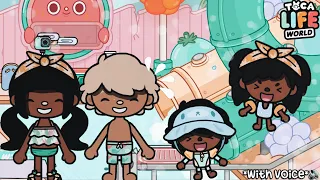 Preppy Summer Water Park Morning Routine!🌴🌺|Toca boca roleplay| *with voice*🔊