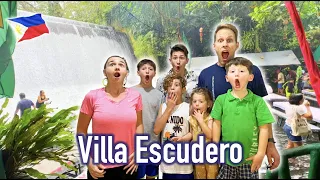 American Family EATS UNDER a WATERFALL!!! Villa Escudero Plantations and Resort