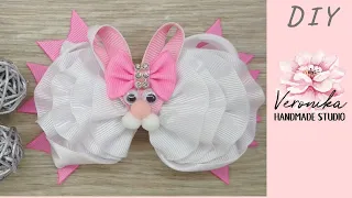 🐰Бантик зайка из ленты 2,5см МК🐰Bow Bunny of ribbon 2,5cm DIY Tutorial🐰 Laço de Páscoa de fita №5