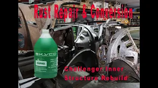 Rust Repair and Conversion using OSPHO 1973 Dodge Challenger Inner roof structure rebuild Episode 3