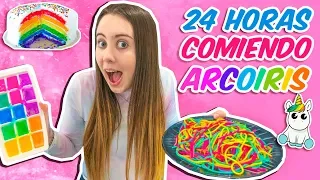 24 HORAS COMIENDO ARCOIRIS | RETO COMIDA UNICORNIO MULTICOLOR