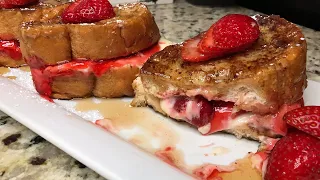 Strawberry Cheesecake Stuffed French Toast 🍓 | #KitchenTrapQueen