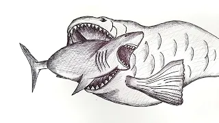 How to draw Bloop vs Megalodon