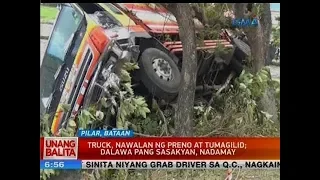 UB: Truck, nawalan ng preno at tumagilid; dalawa pang sasakyan, nadamay