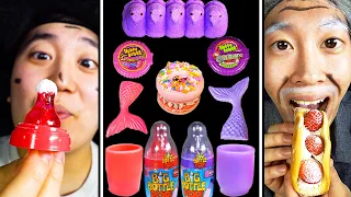 ASMR PURPLE PINK DESSERTS HUBBA BUBBA, EDIBLE BOTTLE, TIKTOK JELLY EATING SOUND | TikTok Funny Video