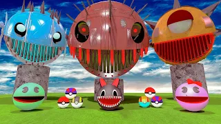 Red Monster Pacman vs Marble Pacman vs RoboPac 1