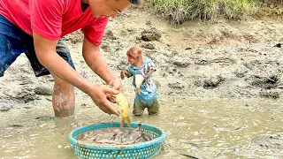 Bibi and Dad took a mud bath and harvested a lot of fish!