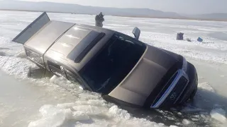 Утопил машину. Никогда не выезжайте на лед на автомобиле, первый тонкий лёд.