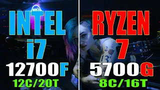 INTEL i7 12700F vs RYZEN 7 5700G || PC GAMES BENCHMARK TEST ||