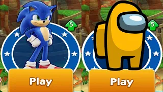Sonic Dash vs Among Us Rush - All Characters Unlocked Gameplay