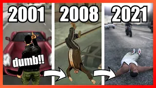 Evolution of Getting hit by a running car  in GTA Games (2001-2021)