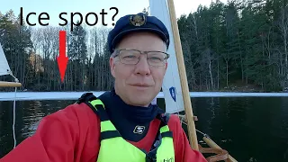 Spotting the last ice while sailing the canoe yawl into the night #186