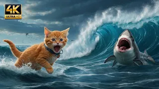 Daddy Fights Shark to Save a Kitten 🐈👊🦈 #cat #shorts #catlover #cute #ytshorts #youtubeshorts
