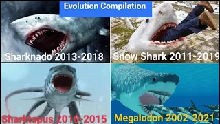 Evolution of Sharknado 2013-1918, Snow Shark 2011-2019, Sharktopus 2010-2015 & Megalodon 2002-2021
