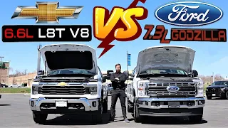 2023 Chevy Silverado HD 6.6L Vs 2023 Ford Super Duty 7.3L: Godzilla Vs King Kong!