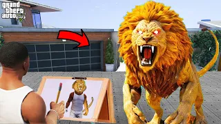 Franklin Uses Magical Painting To Make SCARY LION In Gta V ! GTA 5 new