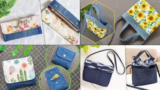 4 DIY Pretty Floral and Denim Ideas | Compilation | DIY Bags and Wallets | Upcycle
