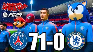 FIFA 24 - RONALDO, MESSI, SPIDER MAN ALL STARS PLAYS TOGETHER | PSG 71-0 Chelsea