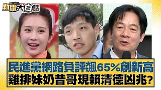 民進黨網路負評飆65%創新高 雞排妹奶昔哥現賴清德凶兆？ 新聞大白話 20240521