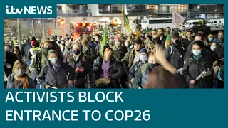 Climate activists protest outside Cop26 conference as Leonardo Di Caprio attends summit | ITV News