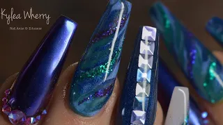 Glitterbels| Marble| Glitter| Acrylic Design Nails