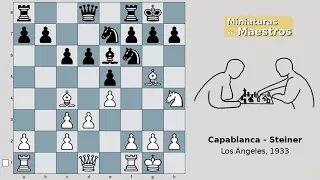 Capablanca sacrifica todas sus piezas para dar mate al rey (Capablanca - Steiner, 1933)