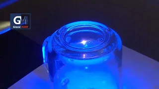 Лазерная гравировка на стекле, лазерным маркиратором G-MARK 1000 с UV (УФ излучателем, ультрафиолет)