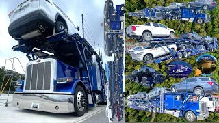 EZ LOADER | 80FT CAR HAULER | UNLOADING 9 NEW CARS |