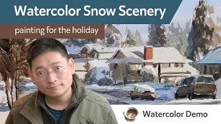 Watercolor Snow Scenery - Paint for the holiday