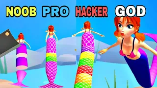 NOOB vs PRO vs HACKER vs GOD in Mermaid Rush 3D