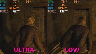 Resident Evil 4 Remake : RTX 3050 Ti Laptop ( Ultra vs Low Graphics )