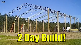 How to Build a Pole Barn | TIME LAPSE | 32x60 Pole Barn With16' Lean