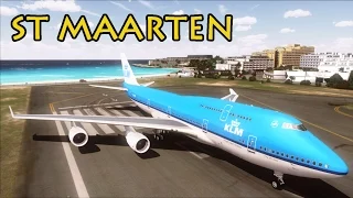 [60fps] FSX HD KLM 747-400 takes off fron St Maarten TNCM