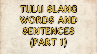 Tulu slang words and sentences (Part 1)