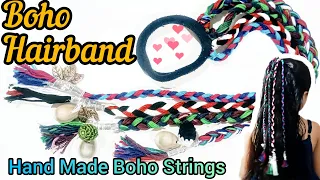 How To Make Boho Hair Strings || Hand Made Hair Accessories || Boho Hair Wrap Band || DIY Hair Style