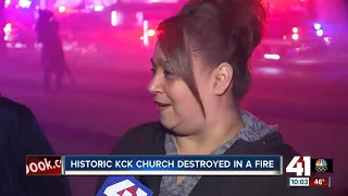 Crews battle fire at historic KCK church